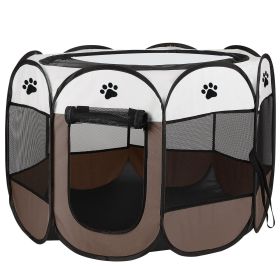Portable Foldable Pet Playpen Exercise Pen Kennel Removable Zipper Top and Bottom Water Resistant Indoor Outdoor Use For Dogs Cats Other Pets