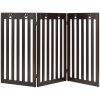 36 Inch Folding Wooden Freestanding Pet Gate Dog Gate with 360�� Flexible Hinge