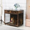 Dog Crate Furniture, Wooden Dog House, Decorative Dog Kennel with Drawer, Indoor Pet Crate End Table for Small Dog, Steel-Tube Dog Cage, Chew-Proof
